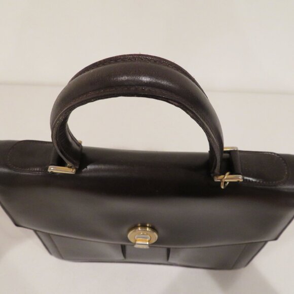 Vintage Handheld Satchel Wilkes Bashford Dark Brown Leather Purse Bag Top Handle - Picture 16 of 16